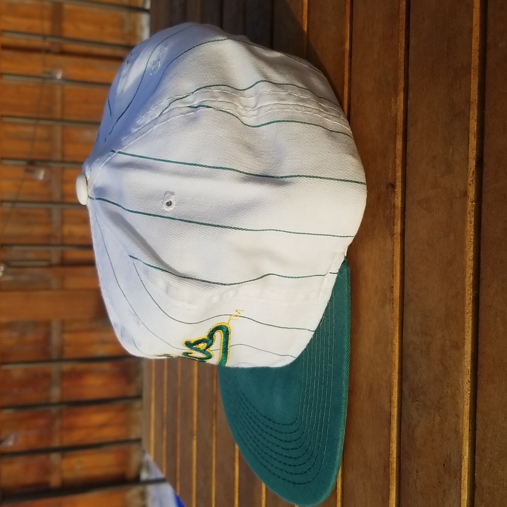 STARTER MLB Oakland Athletics Script Pin Stripe Snapback Hat Vintage Rare - Picture 5 of 11